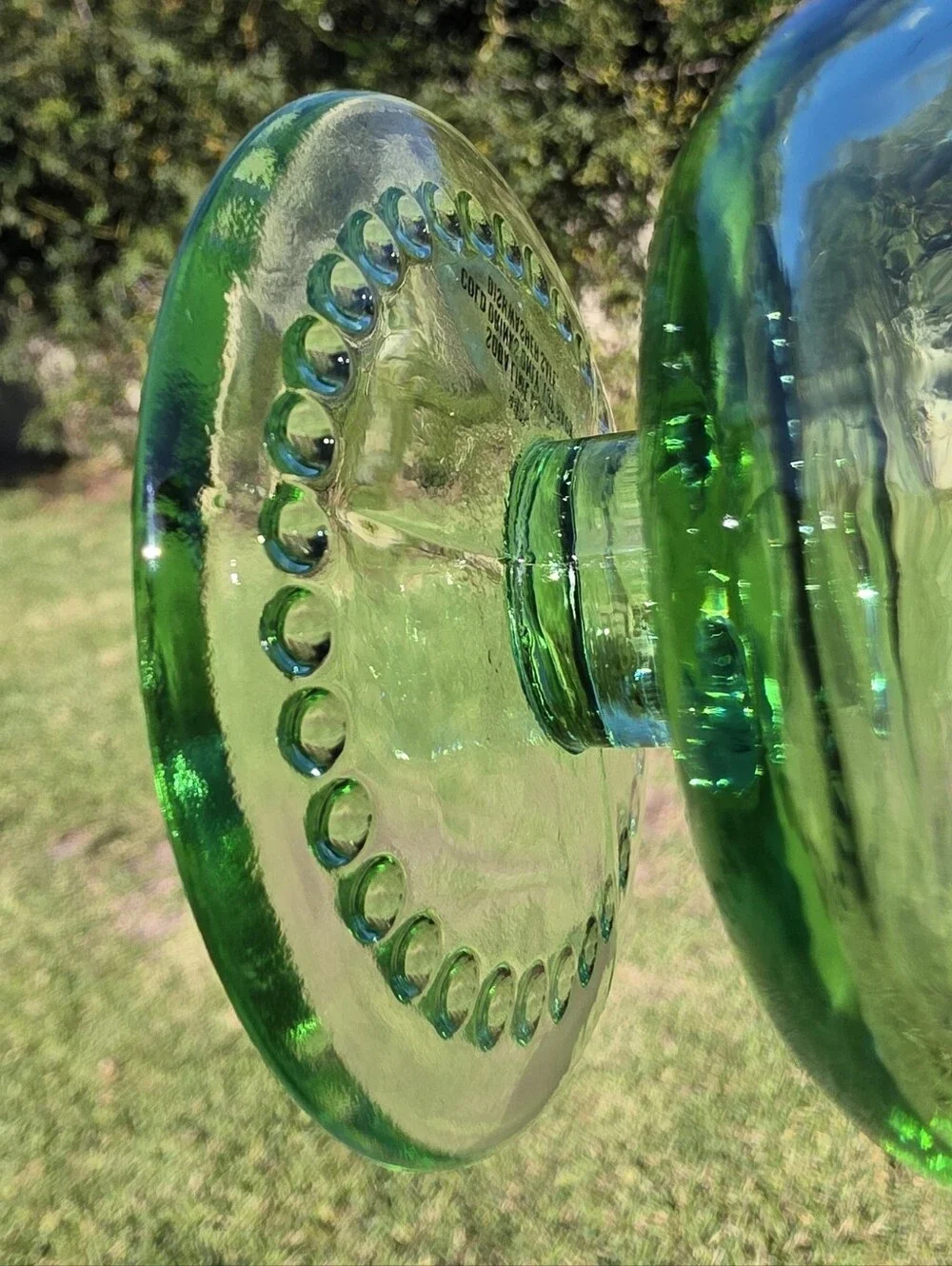 Modern Green Glass Beaded Footed Compote Bowl